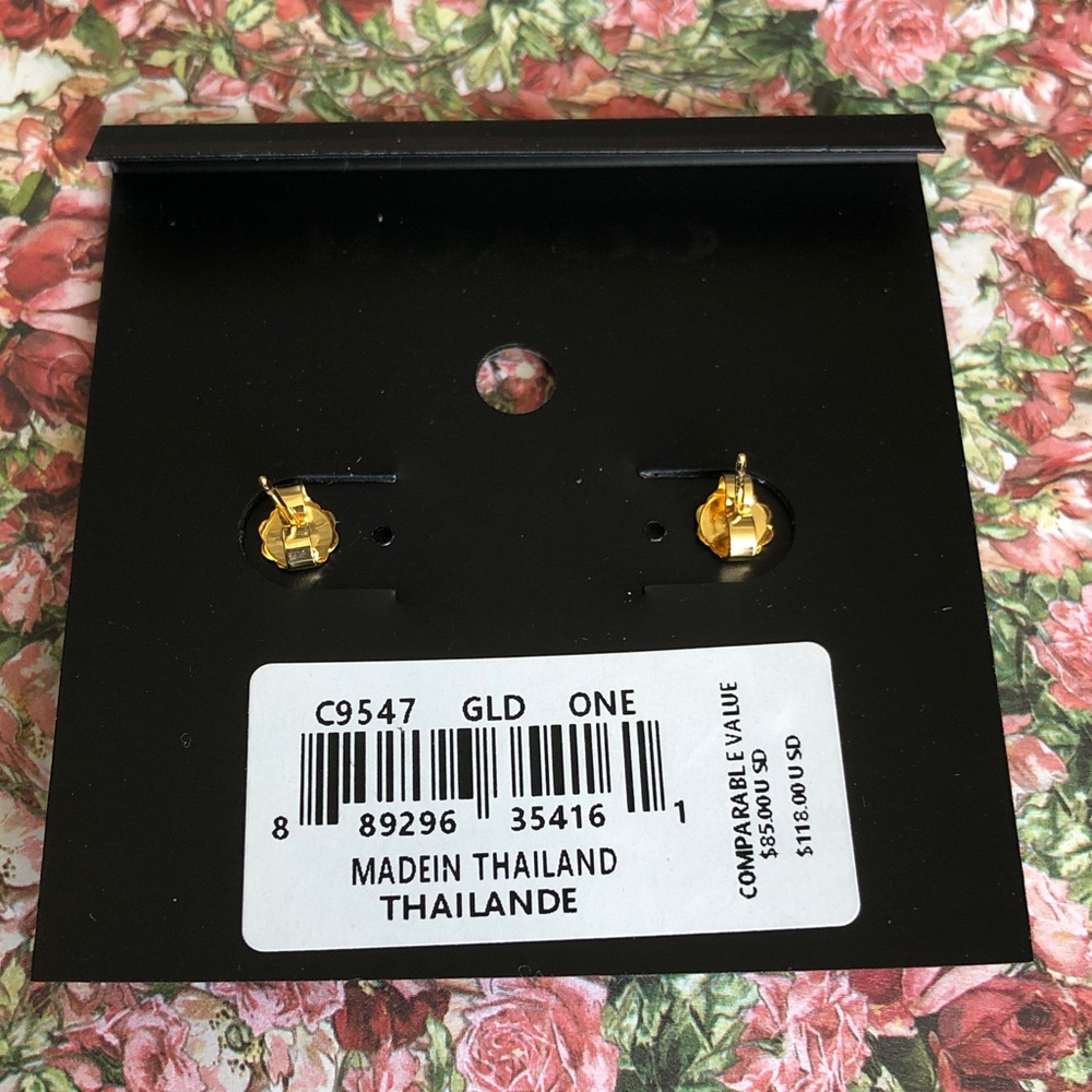 Authentic New with tag COACH Gold Sunburst Drop Earrings with Crystal - Picture 4 of 11